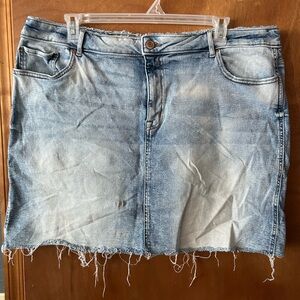 Maurices Light Blue Frayed Hem Pencil Skirt